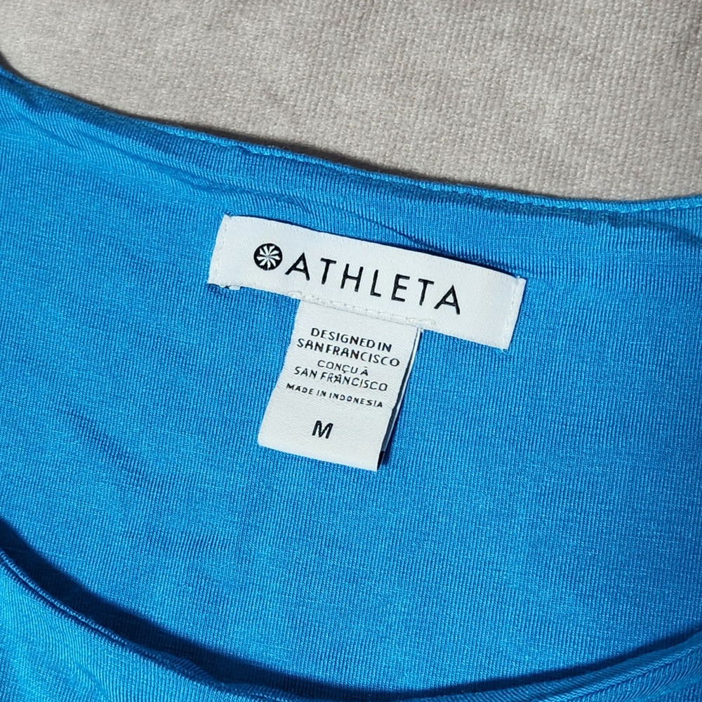 Athleta Santorini Thera Dress Blue Sleeveless Empire Waist Modal Midi Medium - Picture 2 of 6